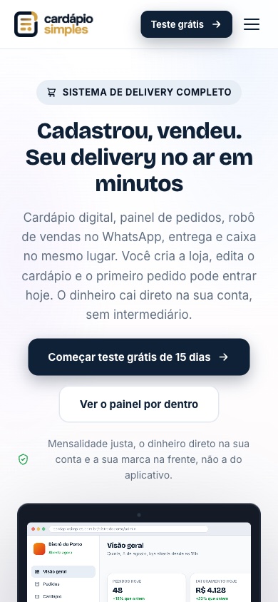 Cardápio Simples mobile